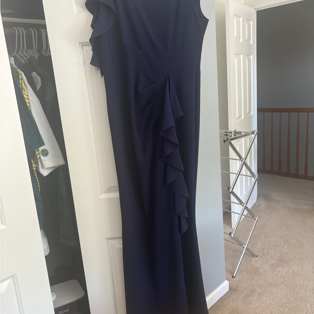 Blue One Shoulder Cocktail Gown
